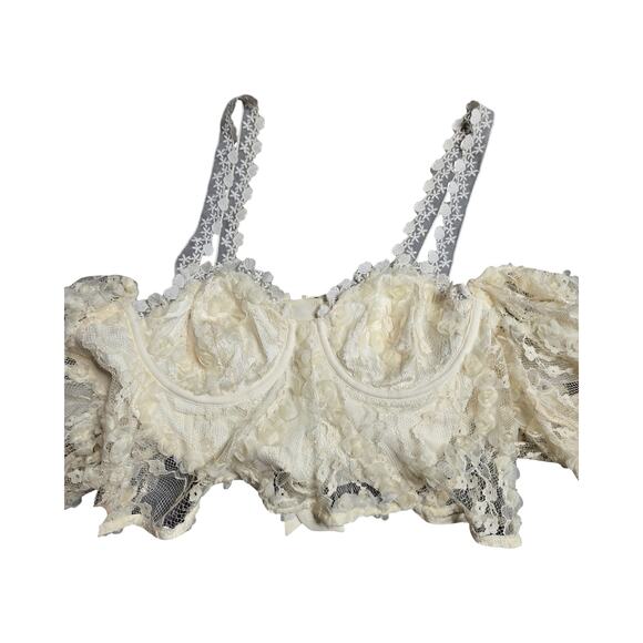 For Love & Lemons Ysabelle Lace Crop Top Size: L - Picture 3 of 8